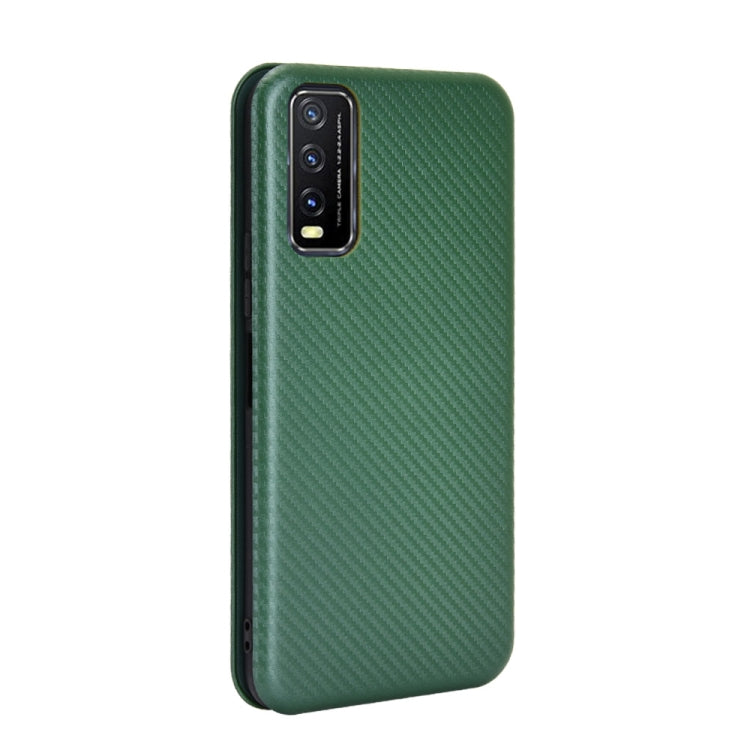 For Vivo Y20 / Y20i (Indian) Carbon Fiber Texture Horizontal Flip TPU + PC + PU Leather Case with Card Slot