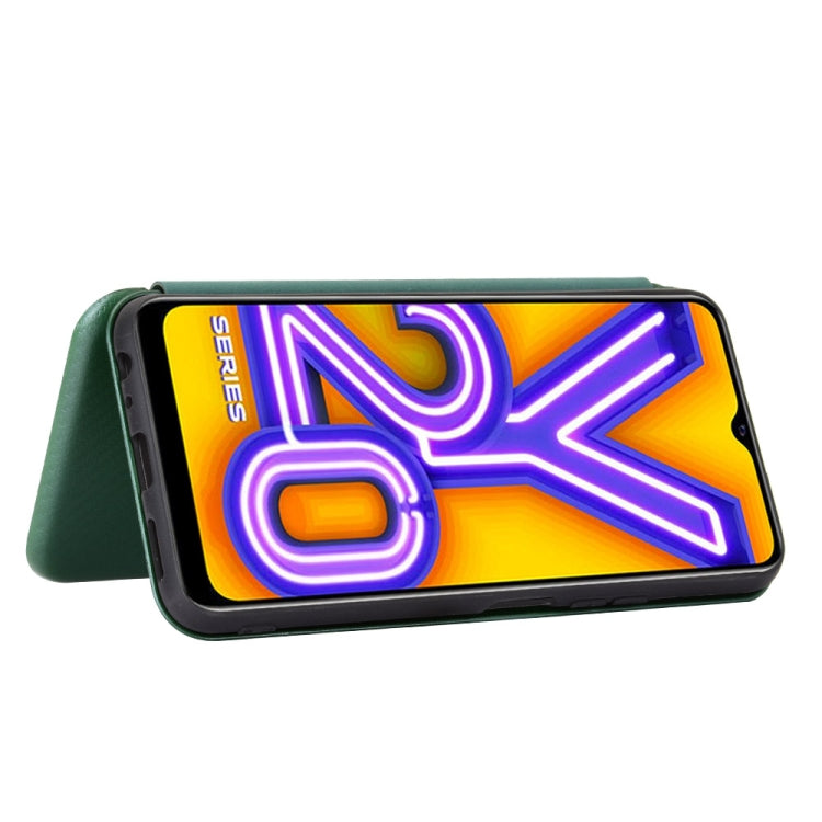 For Vivo Y20 / Y20i (Indian) Carbon Fiber Texture Horizontal Flip TPU + PC + PU Leather Case with Card Slot