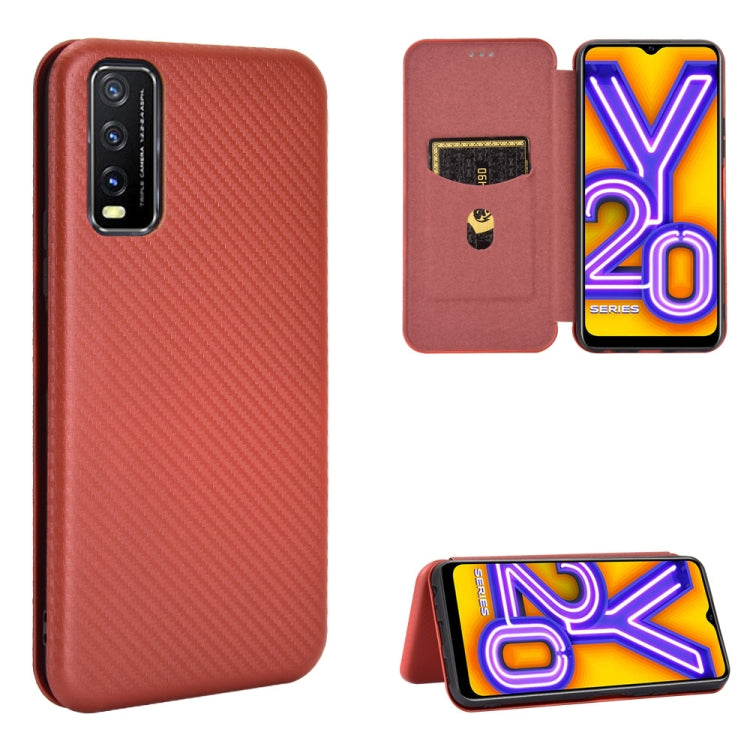 For Vivo Y20 / Y20i (Indian) Carbon Fiber Texture Horizontal Flip TPU + PC + PU Leather Case with Card Slot