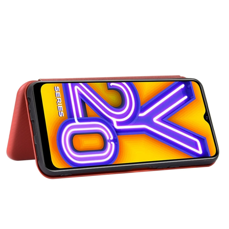 For Vivo Y20 / Y20i (Indian) Carbon Fiber Texture Horizontal Flip TPU + PC + PU Leather Case with Card Slot