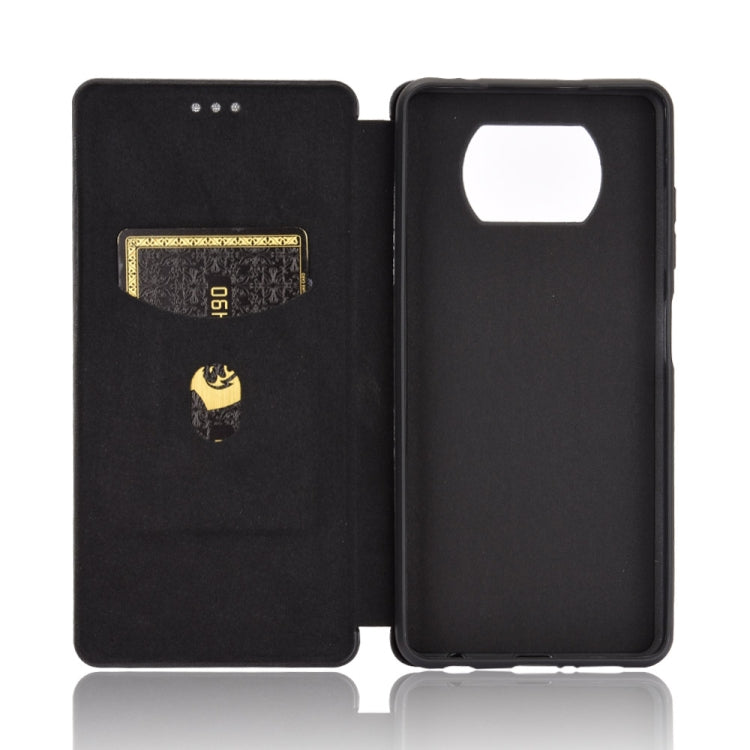For Xiaomi Poco X3 NFC Carbon Fiber Texture Horizontal Flip TPU + PC + PU Leather Case with Card Slot