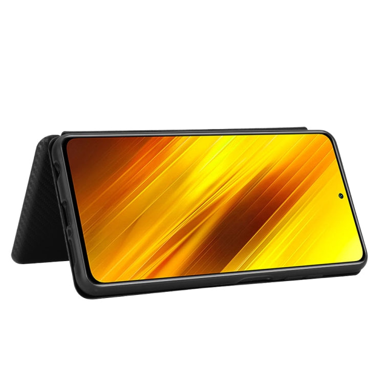 For Xiaomi Poco X3 NFC Carbon Fiber Texture Horizontal Flip TPU + PC + PU Leather Case with Card Slot