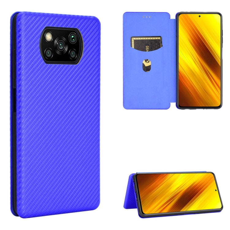 For Xiaomi Poco X3 NFC Carbon Fiber Texture Horizontal Flip TPU + PC + PU Leather Case with Card Slot