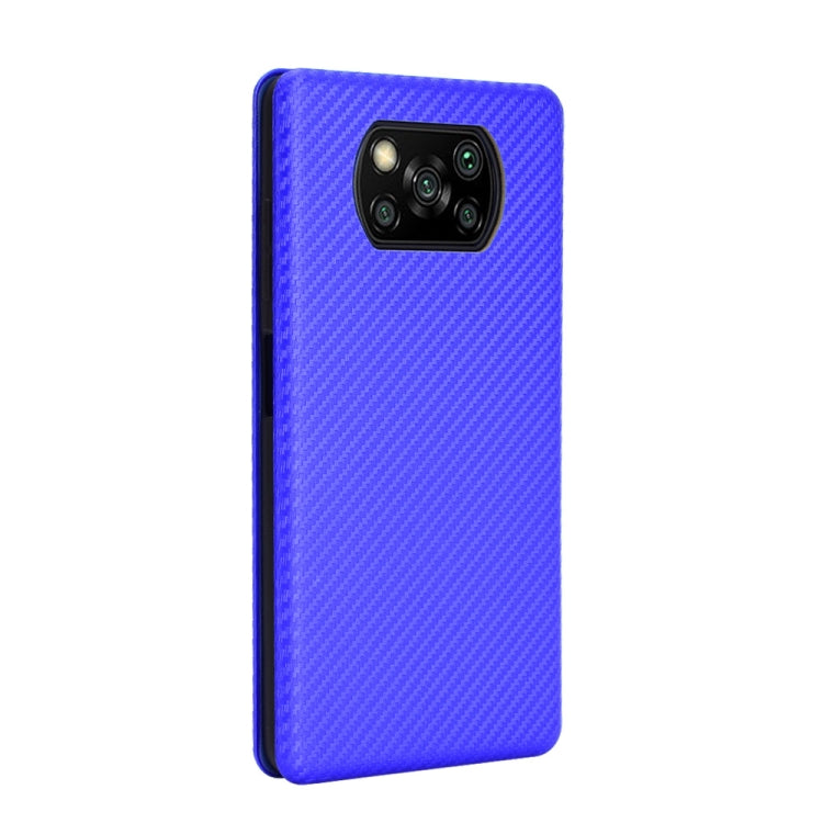 For Xiaomi Poco X3 NFC Carbon Fiber Texture Horizontal Flip TPU + PC + PU Leather Case with Card Slot