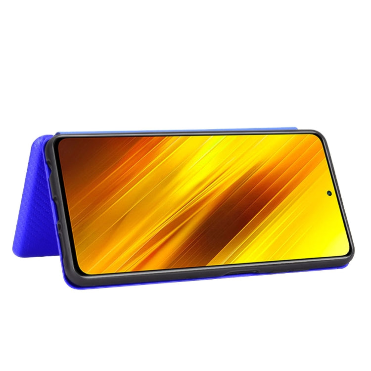 For Xiaomi Poco X3 NFC Carbon Fiber Texture Horizontal Flip TPU + PC + PU Leather Case with Card Slot