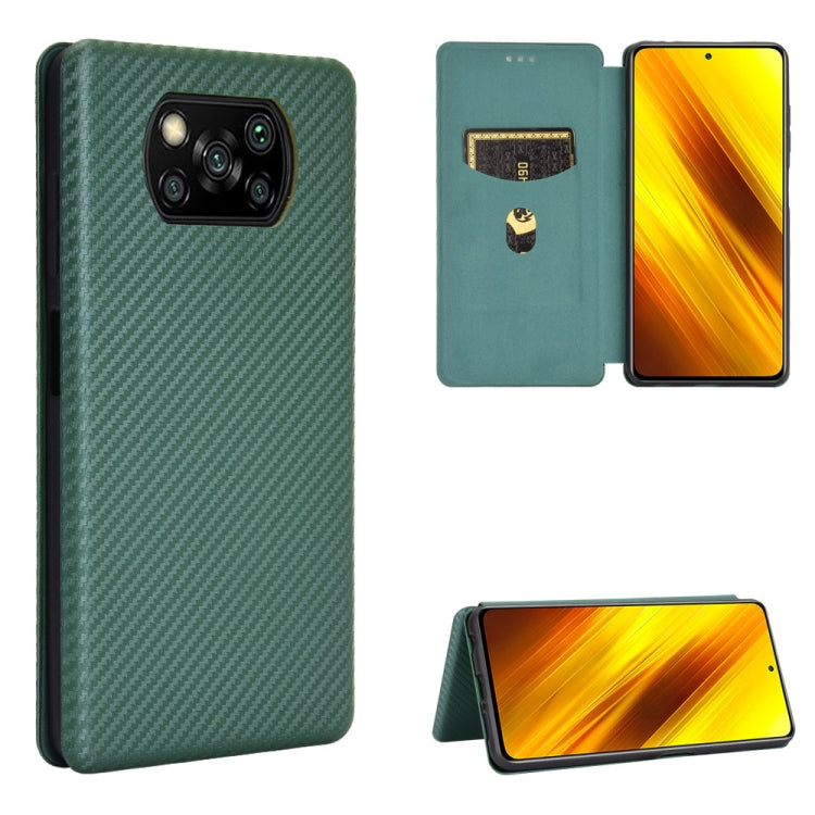 For Xiaomi Poco X3 NFC Carbon Fiber Texture Horizontal Flip TPU + PC + PU Leather Case with Card Slot