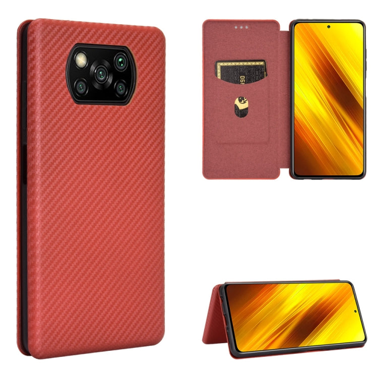For Xiaomi Poco X3 NFC Carbon Fiber Texture Horizontal Flip TPU + PC + PU Leather Case with Card Slot