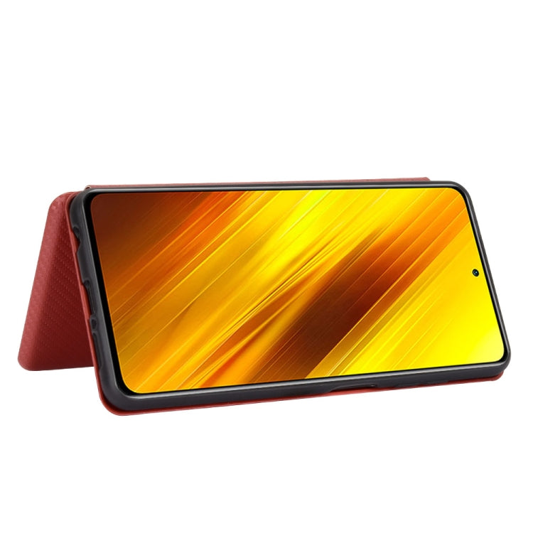 For Xiaomi Poco X3 NFC Carbon Fiber Texture Horizontal Flip TPU + PC + PU Leather Case with Card Slot