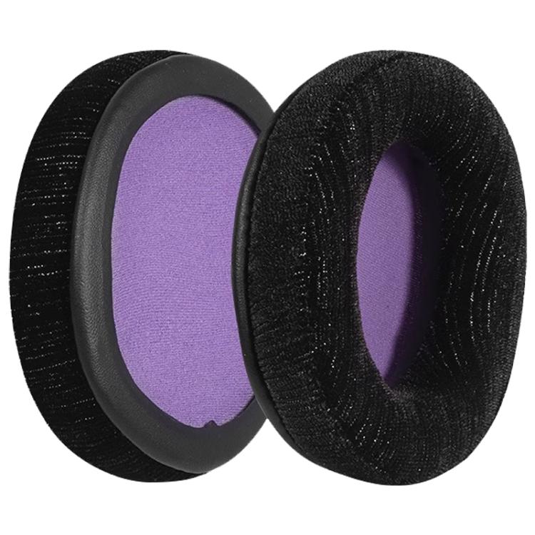 2pcs Flash Velvet Splicing Earphone Replacement Earpads Pads For HyperX Cloud 1 / I / 2 / II / 3 - Black Purple Net