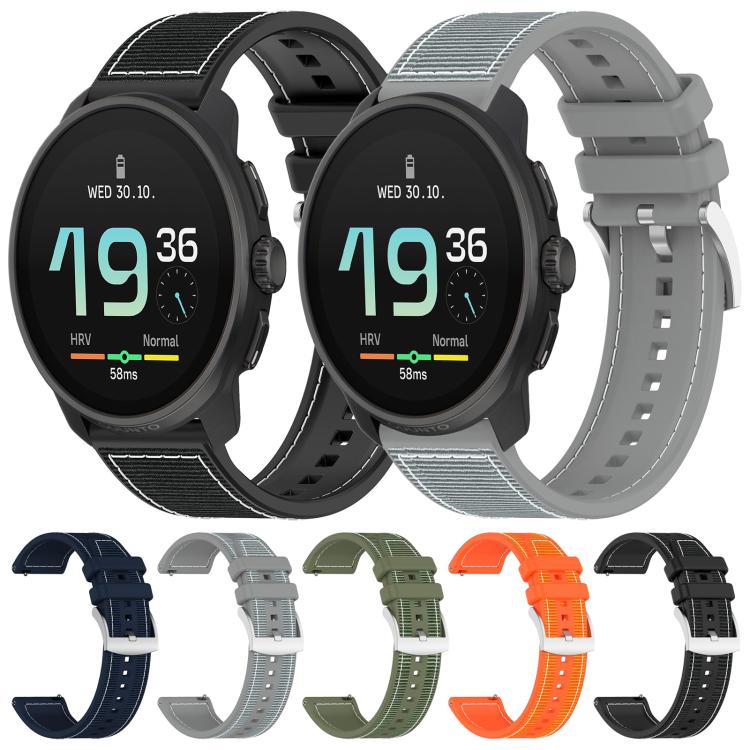 22mm For Suunto Race S / Race / 9 Peak xDfind Hybrid Nylon Braid Silicone Watch Band