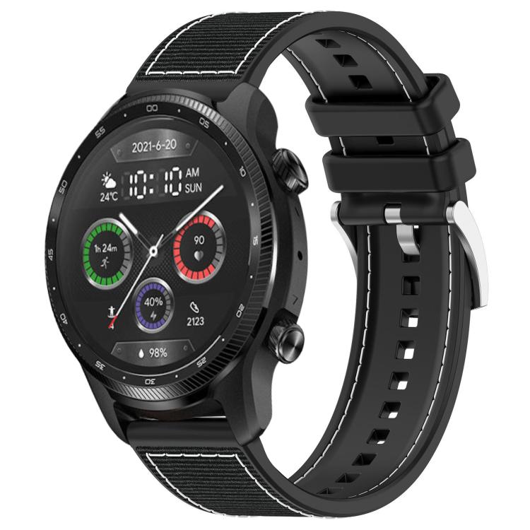 22mm For Ticwatch Pro X / Pro 3 / Pro xDfind Hybrid Nylon Braid Silicone Watch Band
