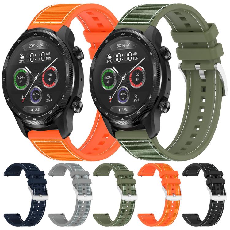 22mm For Ticwatch Pro X / Pro 3 / Pro xDfind Hybrid Nylon Braid Silicone Watch Band