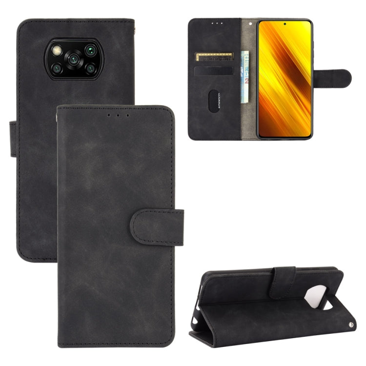 For Xiaomi Poco X3 NFC Solid Color Skin Feel Magnetic Buckle Horizontal Flip Calf Texture PU Leather Case with Holder & Card Slots & Wallet