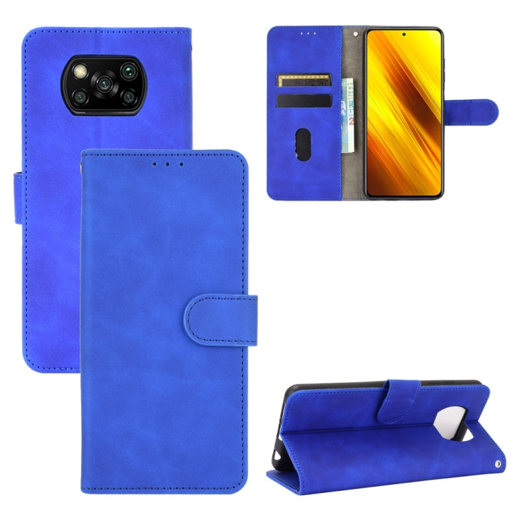 For Xiaomi Poco X3 NFC Solid Color Skin Feel Magnetic Buckle Horizontal Flip Calf Texture PU Leather Case with Holder & Card Slots & Wallet
