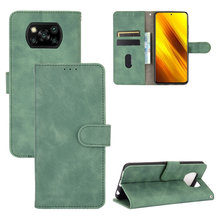 For Xiaomi Poco X3 NFC Solid Color Skin Feel Magnetic Buckle Horizontal Flip Calf Texture PU Leather Case with Holder & Card Slots & Wallet