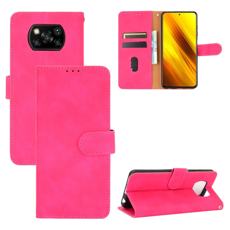 For Xiaomi Poco X3 NFC Solid Color Skin Feel Magnetic Buckle Horizontal Flip Calf Texture PU Leather Case with Holder & Card Slots & Wallet