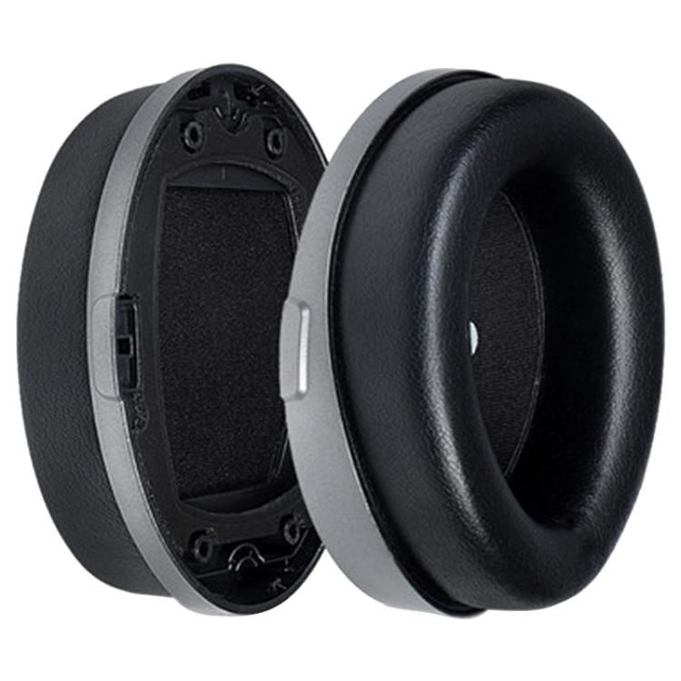 1 Pair Protein Leather Earphone Replacement Earpads Pads with Plastic Buckle For HyperX Cloud Orbit S / Audeze - Black