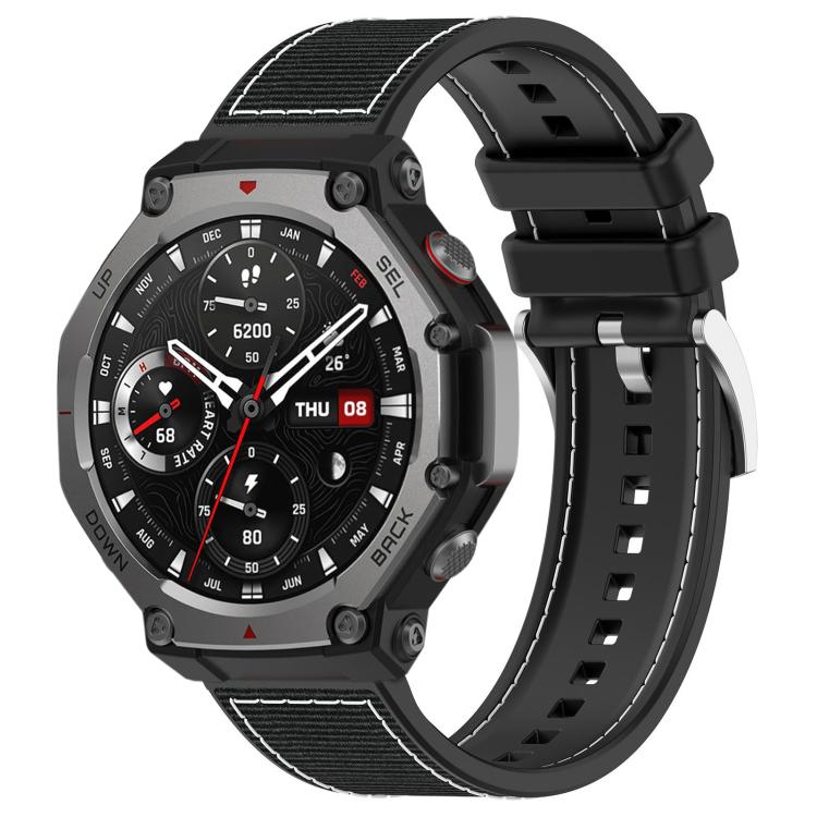 For Amazfit T-Rex 3 22mm xDfind Hybrid Nylon Braid Silicone Watch Band
