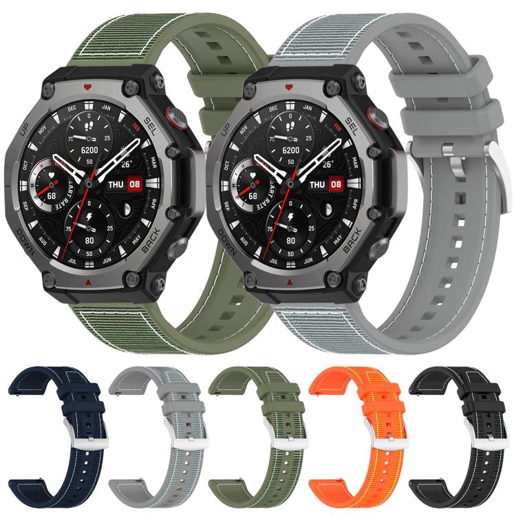 For Amazfit T-Rex 3 22mm xDfind Hybrid Nylon Braid Silicone Watch Band