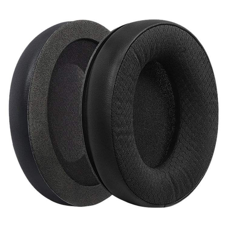 2pcs Protein Leather Football Net Splicing Earphone Replacement Earpads Pads For HyperX Revolver S - Black
