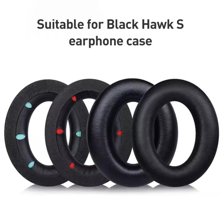 2pcs Protein Leather Football Net Splicing Earphone Replacement Earpads Pads For HyperX Revolver S - Black