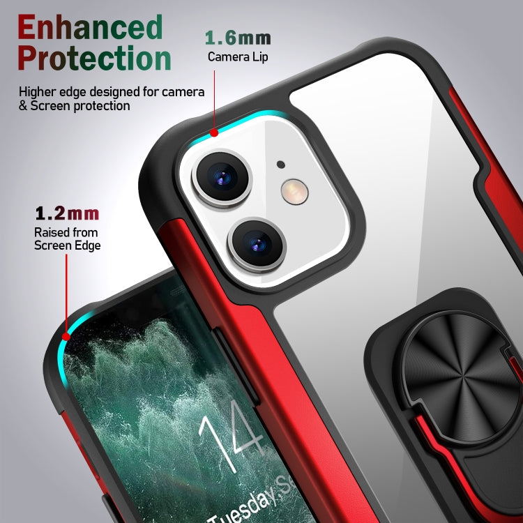 For iPhone 12 mini R-JUST PC +TPU + Metal Shockproof Protective Case with Ring Holder