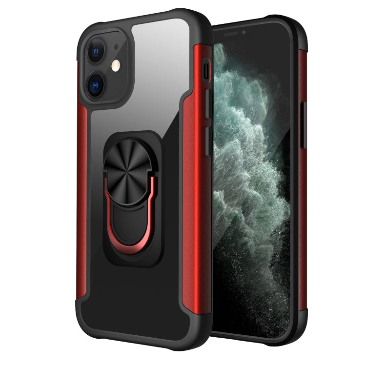 For iPhone 12 mini R-JUST PC +TPU + Metal Shockproof Protective Case with Ring Holder