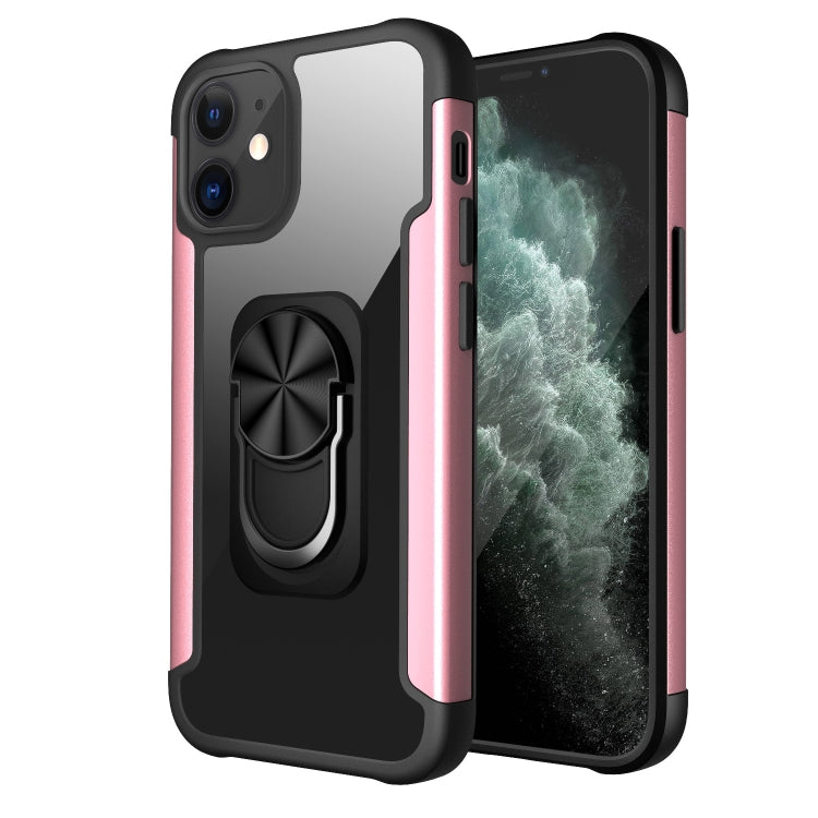For iPhone 12 mini R-JUST PC +TPU + Metal Shockproof Protective Case with Ring Holder
