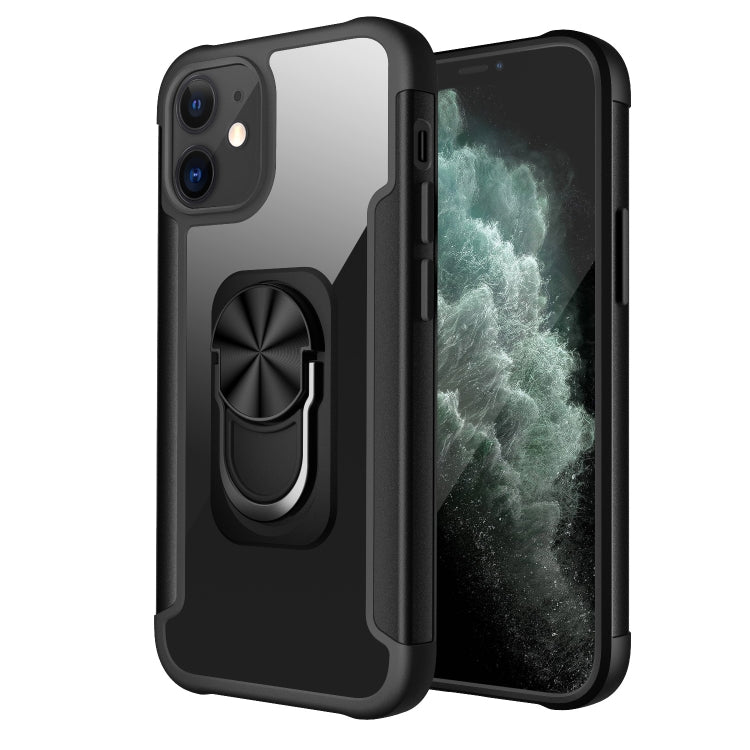 For iPhone 12 Pro Max R-JUST PC +TPU + Metal Shockproof Protective Case with Ring Holder