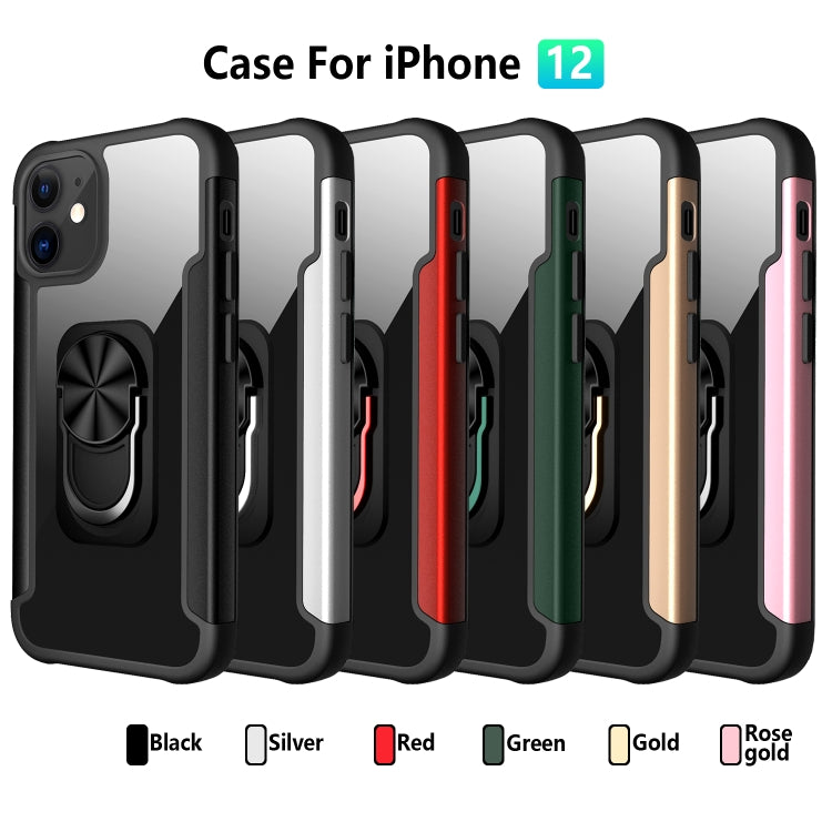 For iPhone 12 Pro Max R-JUST PC +TPU + Metal Shockproof Protective Case with Ring Holder