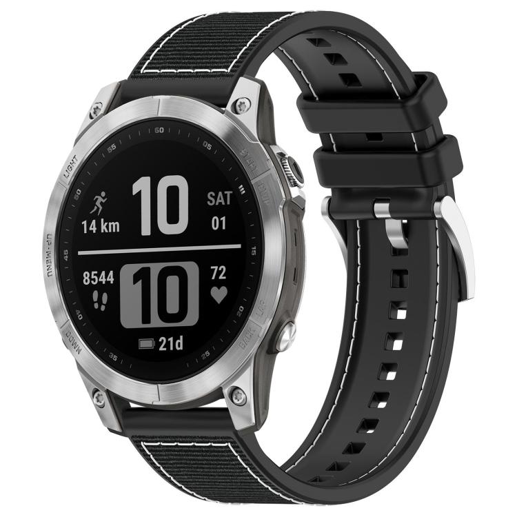 For Garmin Fenix 8/7/6/5 22mm xDfind Hybrid Nylon Braid Silicone Watch Band