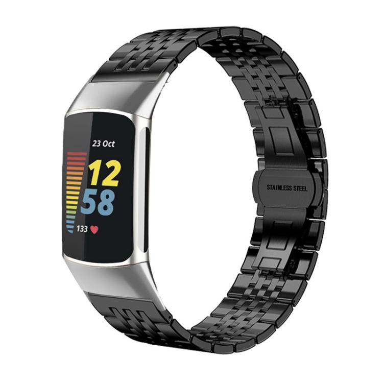 For Fitbit Charge 6 / 5 18mm xDfind Seven-bead Solid Stainless Steel Watch Band