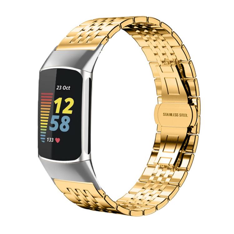 For Fitbit Charge 6 / 5 18mm xDfind Seven-bead Solid Stainless Steel Watch Band