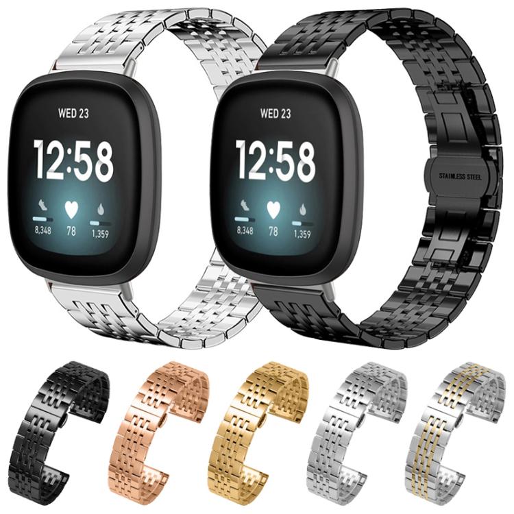 For Fitbit Charge 6 / 5 18mm xDfind Seven-bead Solid Stainless Steel Watch Band