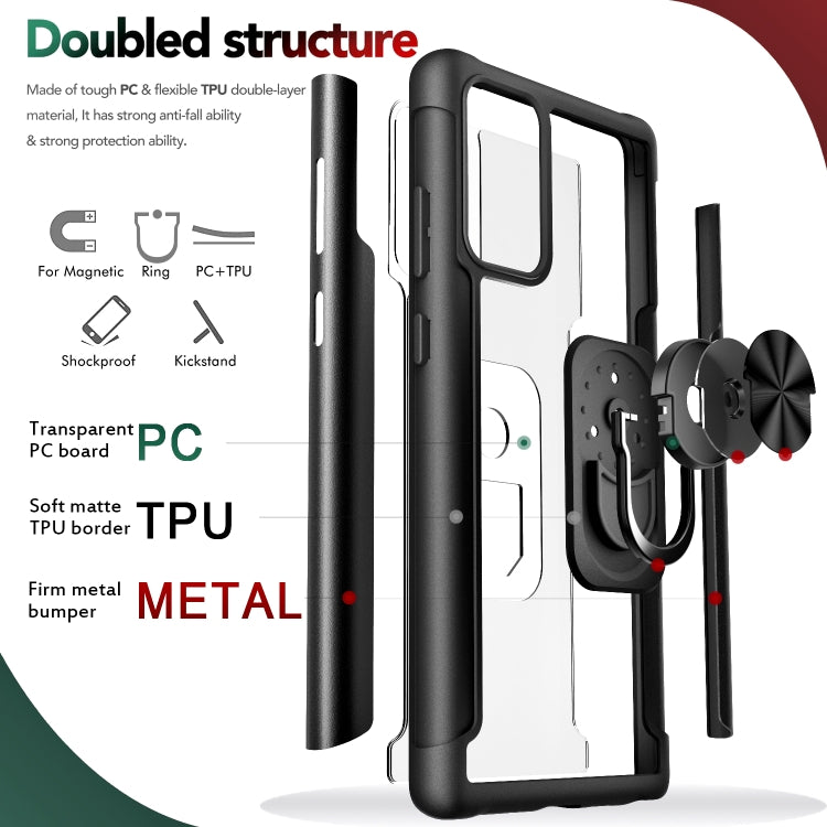 For Samsung Galaxy Note20 R-JUST PC +TPU + Metal Shockproof Protective Case with Ring Holder