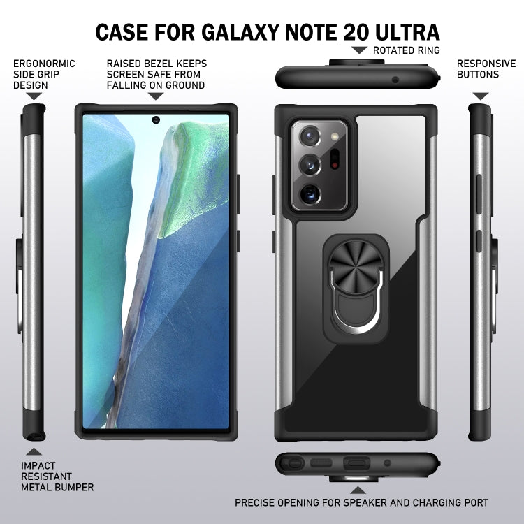 For Samsung Galaxy Note20 Ultra R-JUST PC +TPU + Metal Shockproof Protective Case with Ring Holder