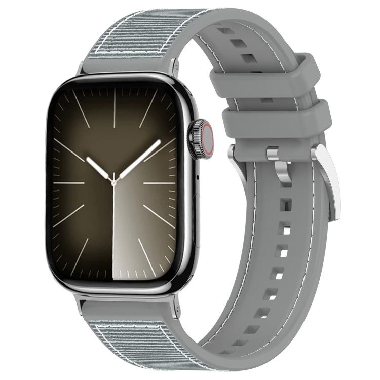 For Apple Watch 42 / 44 / 45 / 46 / 49mm 22mm xDfind Hybrid Nylon Braid Silicone Watch Band