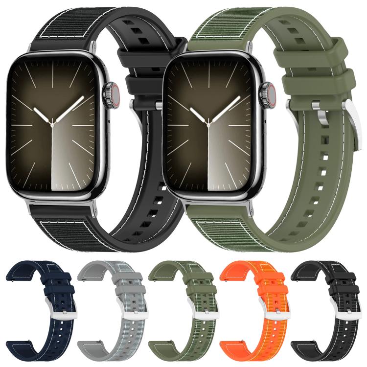 For Apple Watch 42 / 44 / 45 / 46 / 49mm 22mm xDfind Hybrid Nylon Braid Silicone Watch Band