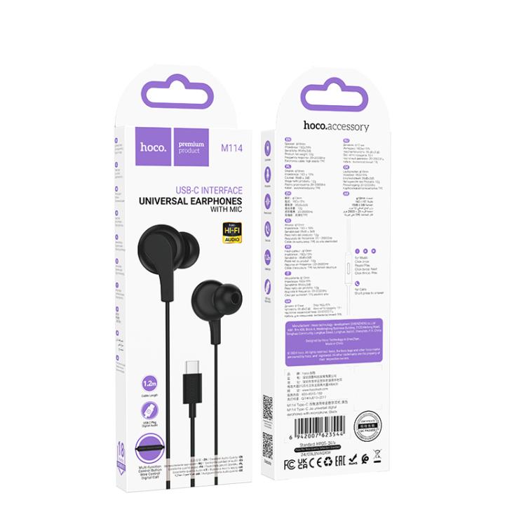 hoco M114 Type-C Jia Universal Digital Earphones with Microphone