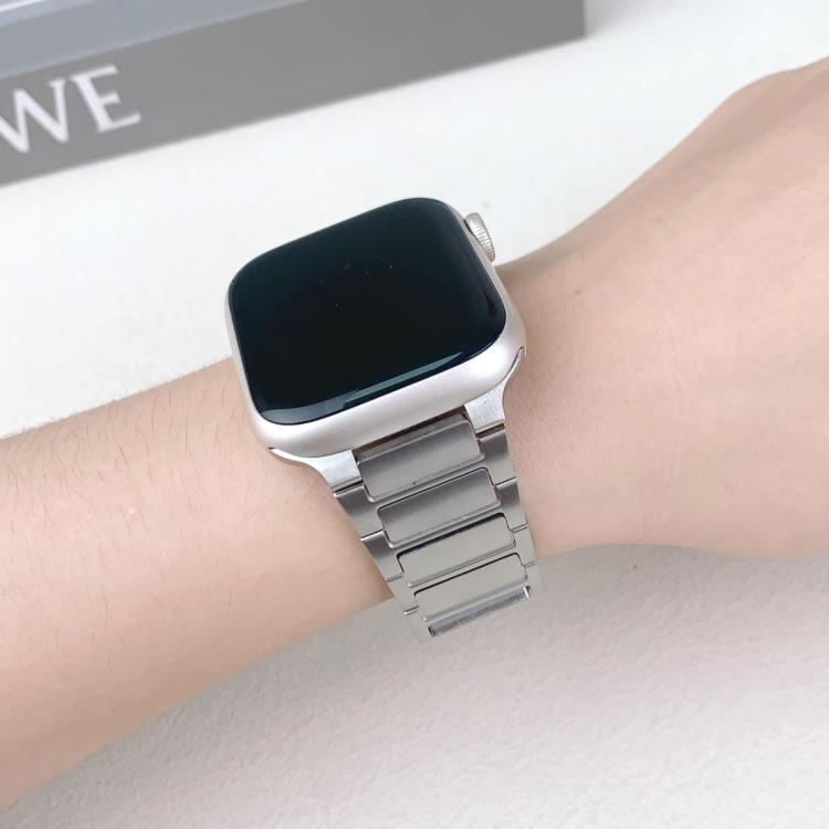 For Apple Watch 46mm / 49mm / 45mm / 44mm Tri-beads Side-detachable Buckle Stainless Steel Watch Band