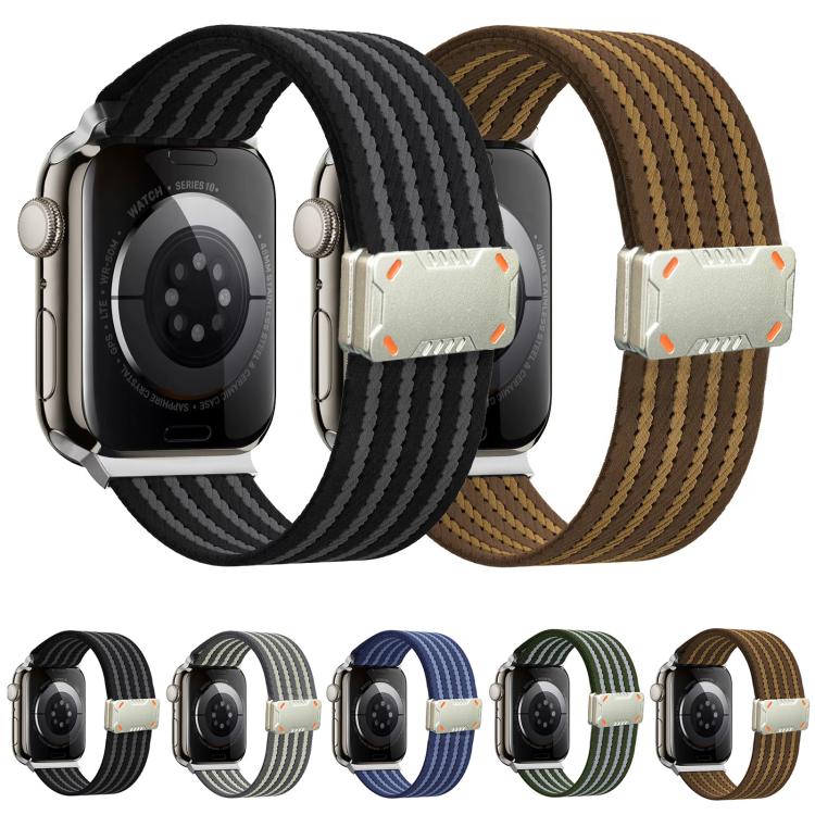 For Apple Watch 46mm / 49mm / 45mm / 44mm Mecha Armor Magnetic Buckle Nylon Watch Band