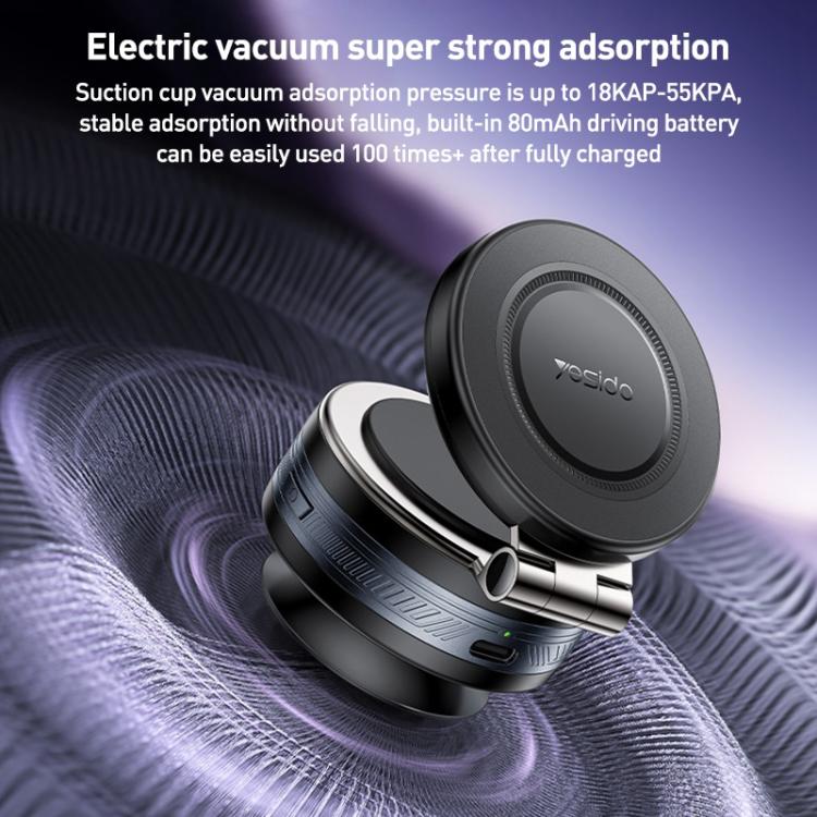 Yesido C225 360 Rotating Electric Vacuum Suction Cup MagSafe Car Mount - Black