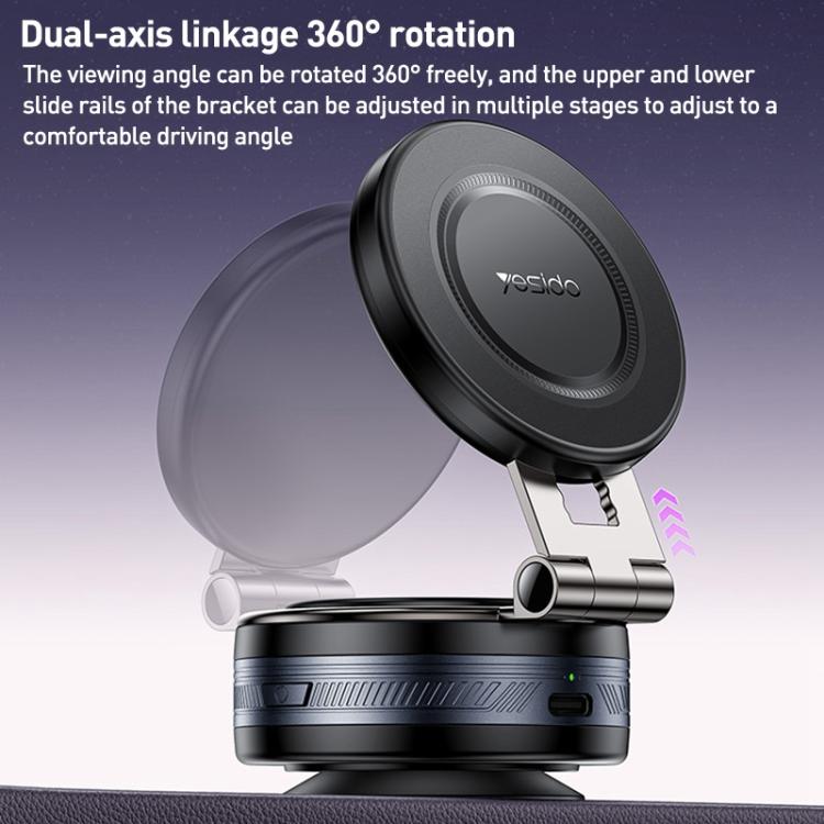 Yesido C225 360 Rotating Electric Vacuum Suction Cup MagSafe Car Mount - Black