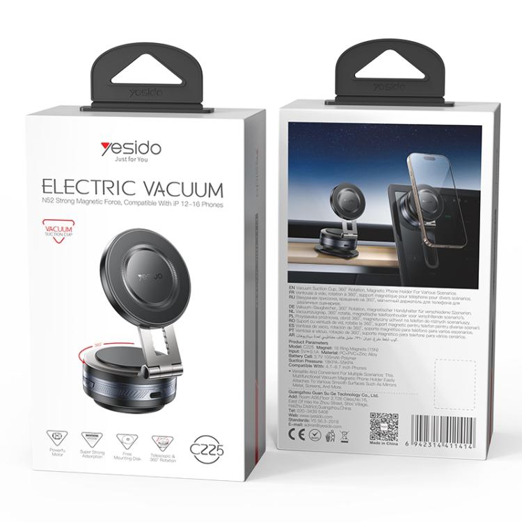 Yesido C225 360 Rotating Electric Vacuum Suction Cup MagSafe Car Mount - Black