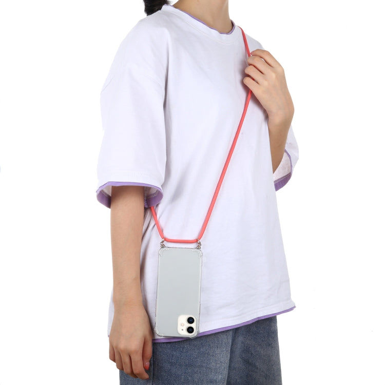 For iPhone 12 mini Four-Corner Shockproof Transparent TPU Case with Lanyard