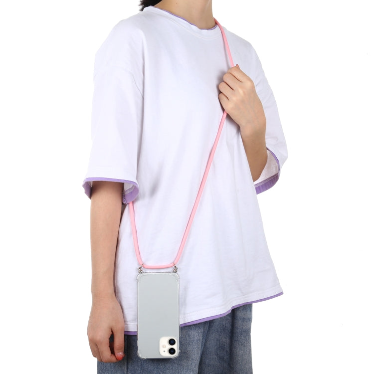 For iPhone 12 mini Four-Corner Shockproof Transparent TPU Case with Lanyard