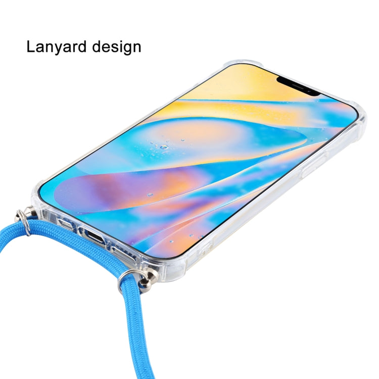 For iPhone 12 mini Four-Corner Shockproof Transparent TPU Case with Lanyard