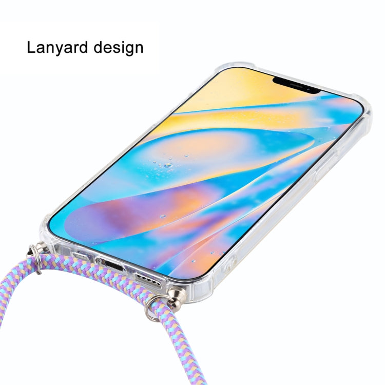 For iPhone 12 mini Four-Corner Shockproof Transparent TPU Case with Lanyard