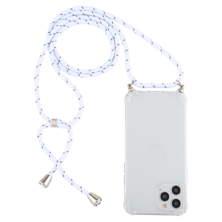 For iPhone 12 mini Four-Corner Shockproof Transparent TPU Case with Lanyard