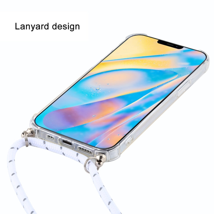 For iPhone 12 mini Four-Corner Shockproof Transparent TPU Case with Lanyard